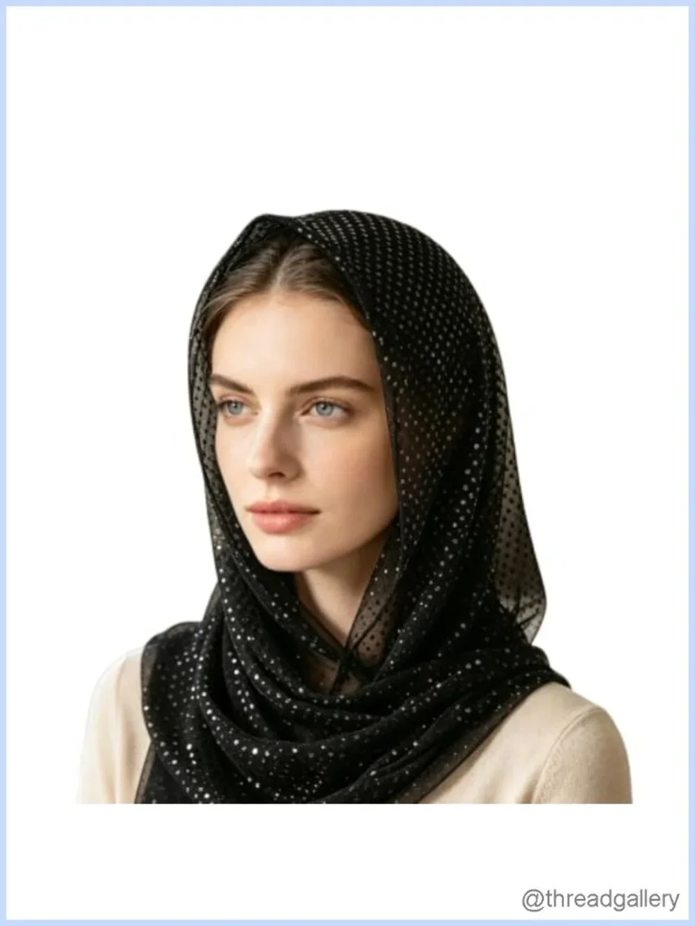 Lightweight Sequin Hood Scarf for Women, Versatile Head Scarf & Shawl